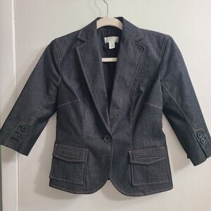 Ann Taylor Loft Stylish Casual Office Versatil Weekend Denim Jacket/Blazer Sz 2P